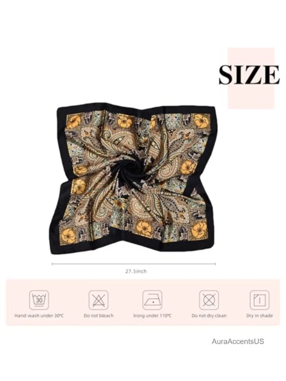 Silk Feel Square Scarf 35x35 Neck Scarf Pocket Square Head Scarf Unisex